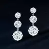6.5ctw Round Cut White Sapphire Drop Earrings