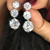 6.5ctw Round Cut White Sapphire Drop Earrings