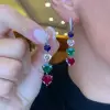 11.53ct Heart Cut Multi-Color Sapphire Drop Earrings