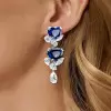 Blue and White White Sapphire Drop Earrings