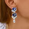 Blue and White White Sapphire Drop Earrings