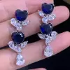 Blue and White White Sapphire Drop Earrings