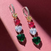 46mm Length Heart Cut Multi-Color Sapphire Drop Earrings