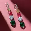 46mm Length Heart Cut Multi-Color Sapphire Drop Earrings