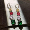 46mm Length Heart Cut Multi-Color Sapphire Drop Earrings