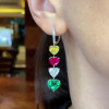 46mm Length Heart Cut Multi-Color Sapphire Drop Earrings