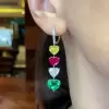 46mm Length Heart Cut Multi-Color Sapphire Drop Earrings