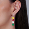46mm Length Heart Cut Multi-Color Sapphire Drop Earrings