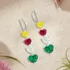 46mm Length Heart Cut Multi-Color Sapphire Drop Earrings