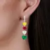 46mm Length Heart Cut Multi-Color Sapphire Drop Earrings