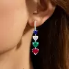 11.53ct Heart Cut Multi-Color Sapphire Drop Earrings