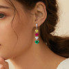 46mm Length Heart Cut Multi-Color Sapphire Drop Earrings