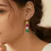 46mm Length Heart Cut Multi-Color Sapphire Drop Earrings