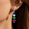 11.53ct Heart Cut Multi-Color Sapphire Drop Earrings
