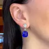 7ctw Cushion Cut Blue Sapphire Drop Earrings