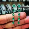 7.95ct Pear Cut Emerald Drop Earrings