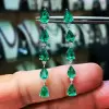 7.95ct Pear Cut Emerald Drop Earrings