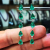 7.95ct Pear Cut Emerald Drop Earrings