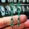 7.95ct Pear Cut Emerald Drop Earrings