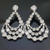 Emerald&Round Cut White Sapphire Drop Earrings