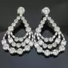 Emerald&Round Cut White Sapphire Drop Earrings