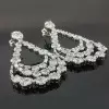 Emerald&Round Cut White Sapphire Drop Earrings
