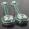 14.5ctw Cushion Cut Emerald & White Sapphire Drop Earrings