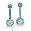 14.5ctw Cushion Cut Emerald & White Sapphire Drop Earrings