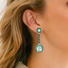 14.5ctw Cushion Cut Emerald & White Sapphire Drop Earrings