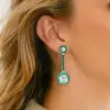 14.5ctw Cushion Cut Emerald & White Sapphire Drop Earrings