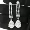 Pear Cut White Sapphire Drop Earrings