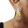 20ctw Princess Cut Yellow Sapphire Stud Earrings