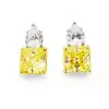20ctw Princess Cut Yellow Sapphire Stud Earrings