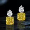 20ctw Princess Cut Yellow Sapphire Stud Earrings