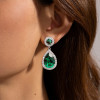 7.5ct Pear Cut Emerald Halo Drop Earrings