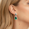 7.5ct Pear Cut Emerald Halo Drop Earrings