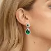 7.5ct Pear Cut Emerald Halo Drop Earrings