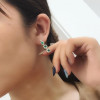 7.2ct Radiant Cut Green Sapphire Halo Drop Earrings