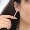 6.8ct Princess Cut Pink Sapphire Drop Earrings