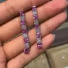 6.8ct Princess Cut Pink Sapphire Drop Earrings