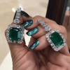 31mm Length Emerald Cut Green Sapphire Drop Earrings