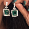 31mm Length Emerald Cut Green Sapphire Drop Earrings