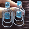 Radiant Cut Aquamarine & White Sapphire Drop Earrings