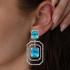 8.5ctw Radiant Cut Aquamarine & White Sapphire Drop Earrings