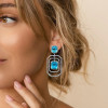 8.5ctw Radiant Cut Aquamarine & White Sapphire Drop Earrings