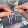 Pear Cut Bohemia Style White Sapphire Earrings