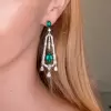 Emerald & Pear Cut Geometric Shape Drop Earrings