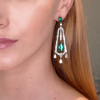 Emerald & Pear Cut Geometric Shape Drop Earrings