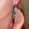 Emerald & Pear Cut Geometric Shape Drop Earrings