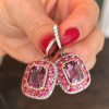 3.75ct Radiant Cut Pink Sapphire Drop Earrings